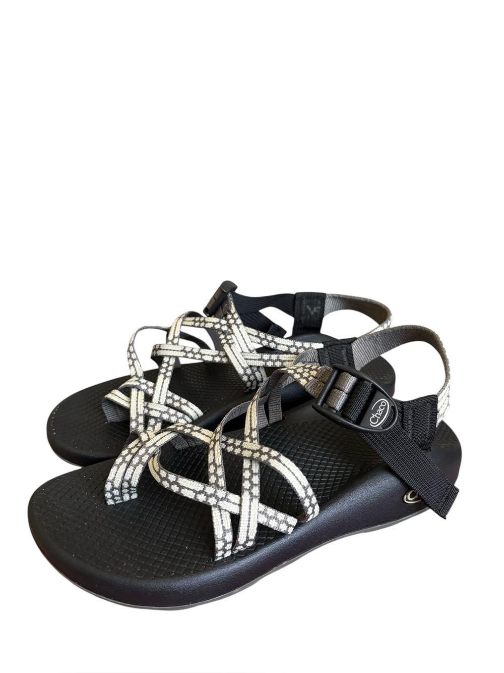 Chaco Black Sandals with White Patterned Straps